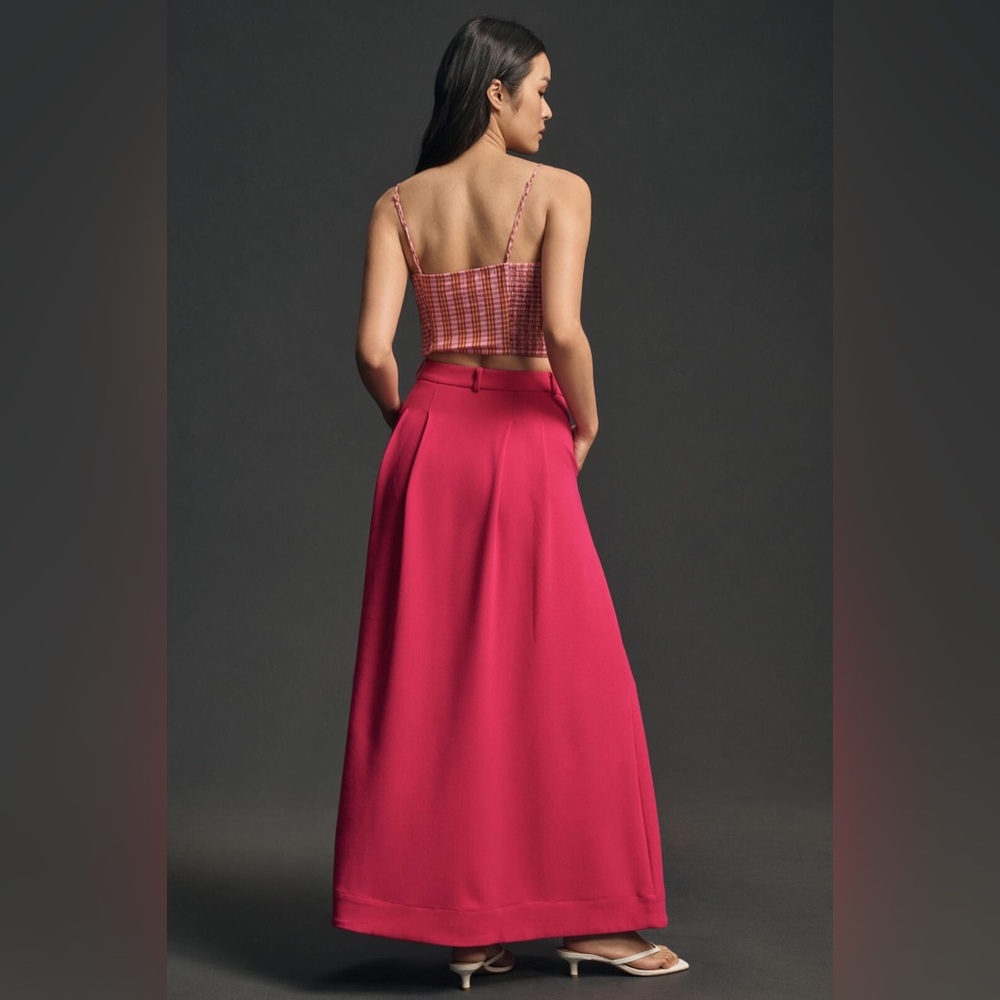 Anthropologie Maeve by Avery Pleated Full Length Maxi Dress Skirt Pink Size 2 - Picture 2 of 4